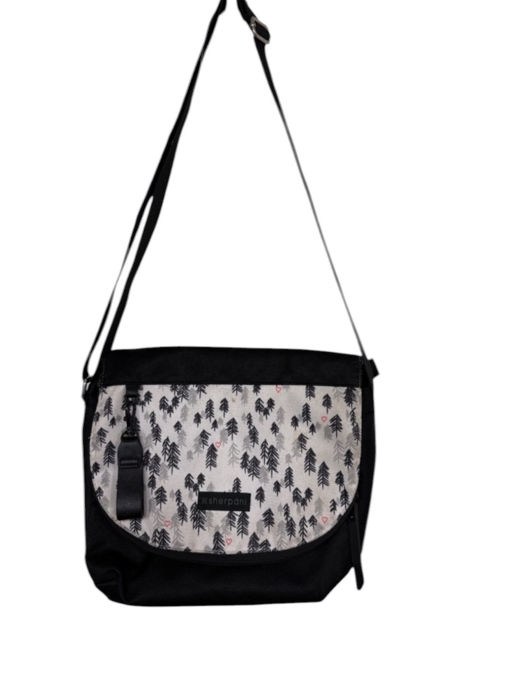 Sherpani Black White Tree Flap Medium Crossbody Bag BLEMISH - Picture 3 of 7